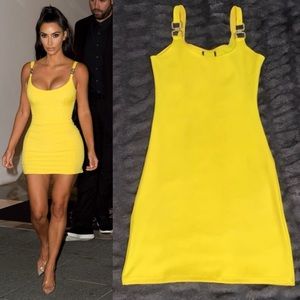 Canary Yellow Mini Dress with Gold Link Straps